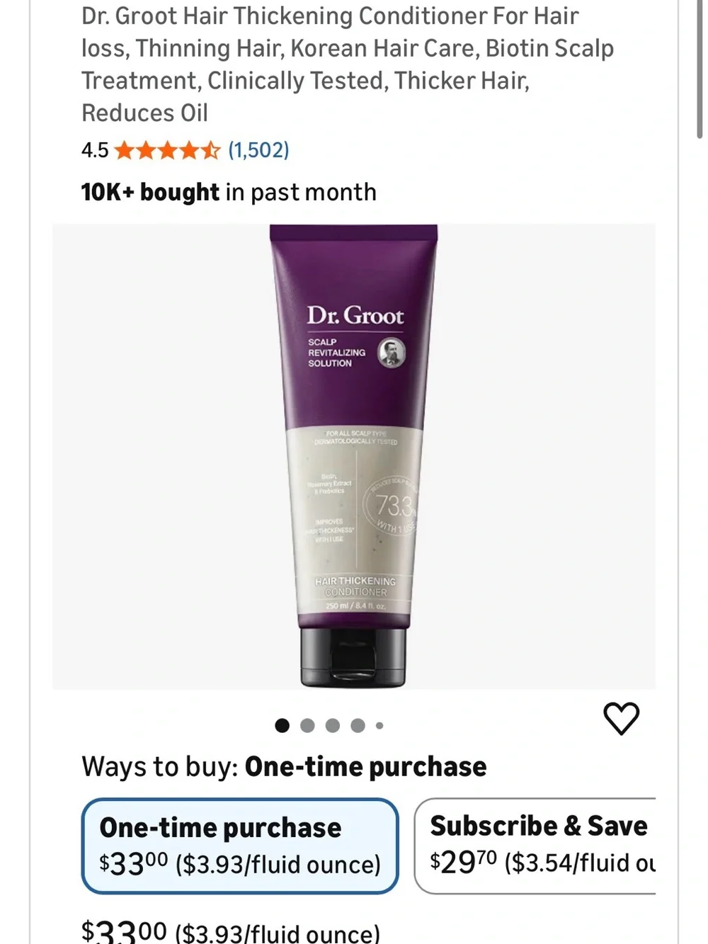Dr Groot Hair Thickening Conditioner for Thinning Hair